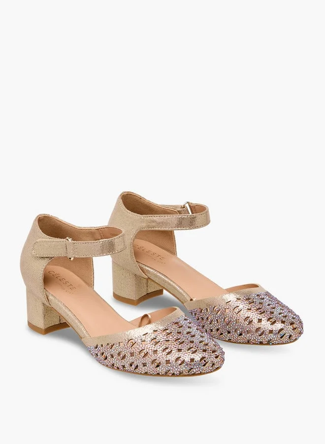 Celeste Girls Embellished Block Heel Sandals Ramadan Collection